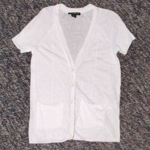 Eddie Bauer Women's White Sweater V-Neck Button Up Petite Xsmall